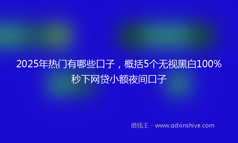 2025年热门有哪些口子，概括5个无视黑白100%秒下网贷小额夜间口子