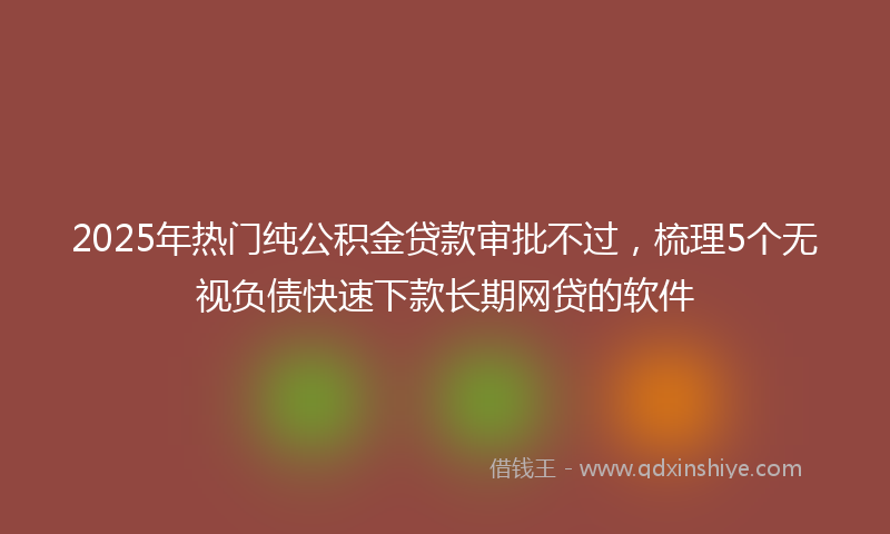 2025年热门纯公积金贷款审批不过，梳理5个无视负债快速下款长期网贷的软件