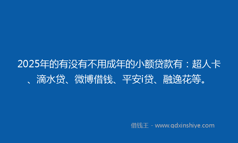 2025年的有没有不用成年的小额贷款有：超人卡、滴水贷、微博借钱、平安i贷、融逸花等。