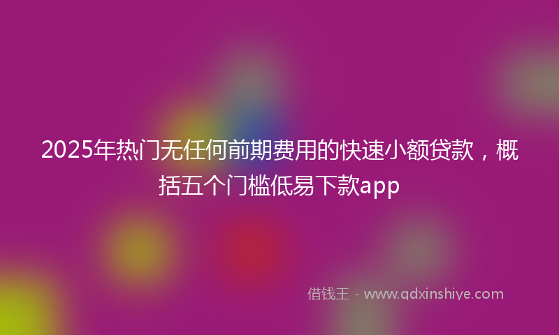2025年热门无任何前期费用的快速小额贷款，概括五个门槛低易下款app