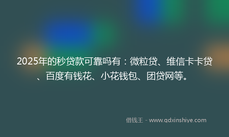 2025年的秒贷款可靠吗有：微粒贷、维信卡卡贷、百度有钱花、小花钱包、团贷网等。