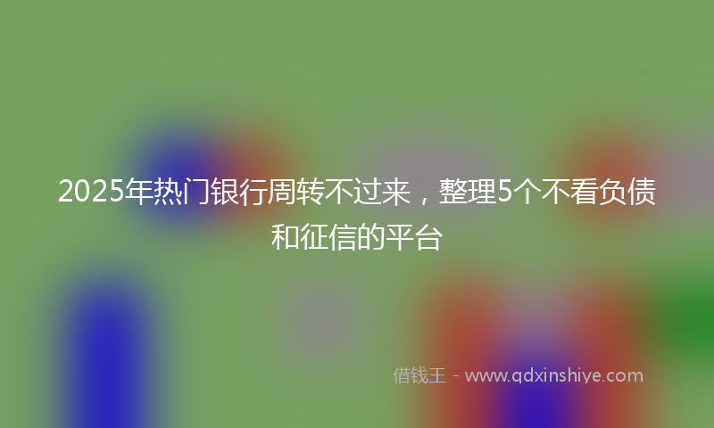 2025年热门银行周转不过来，整理5个不看负债和征信的平台