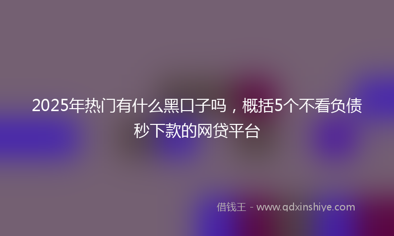 2025年热门有什么黑口子吗，概括5个不看负债秒下款的网贷平台