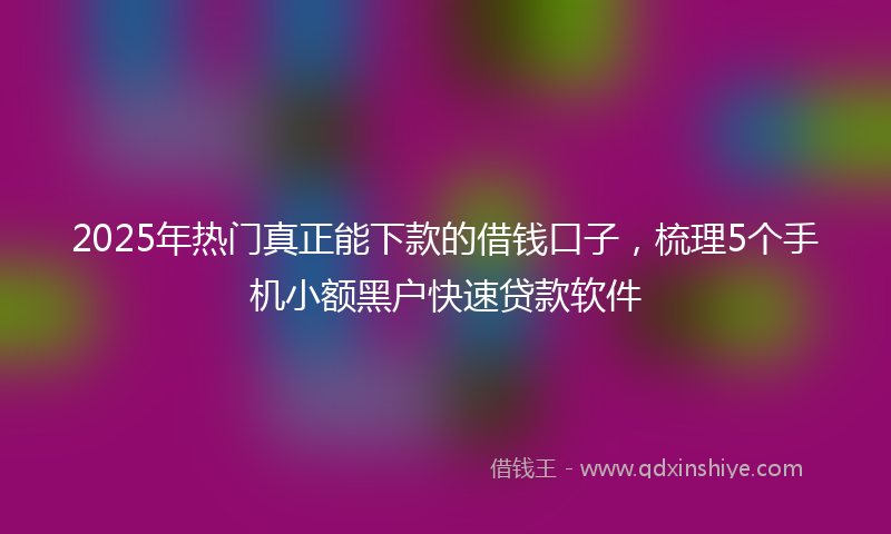 2025年热门真正能下款的借钱口子，梳理5个手机小额黑户快速贷款软件