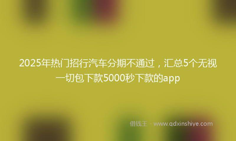 2025年热门招行汽车分期不通过，汇总5个无视一切包下款5000秒下款的app