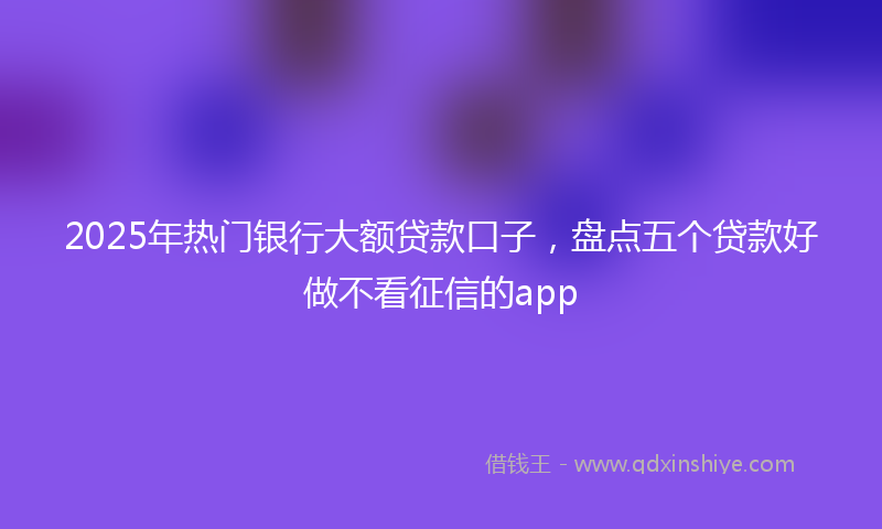 2025年热门银行大额贷款口子，盘点五个贷款好做不看征信的app