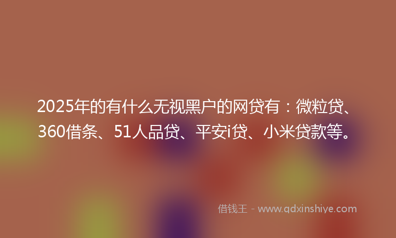 2025年的有什么无视黑户的网贷有：微粒贷、360借条、51人品贷、平安i贷、小米贷款等。