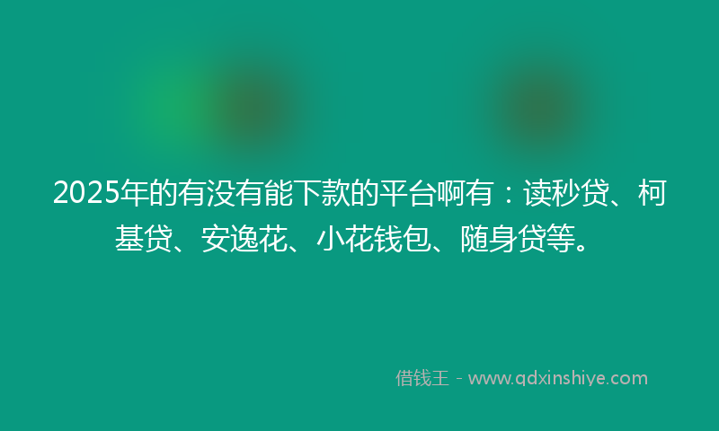 2025年的有没有能下款的平台啊有：读秒贷、柯基贷、安逸花、小花钱包、随身贷等。