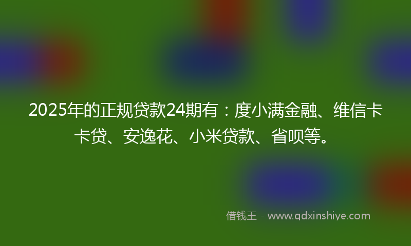 2025年的正规贷款24期有：度小满金融、维信卡卡贷、安逸花、小米贷款、省呗等。