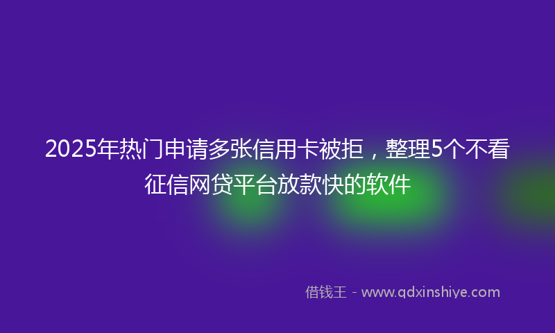 2025年热门申请多张信用卡被拒，整理5个不看征信网贷平台放款快的软件
