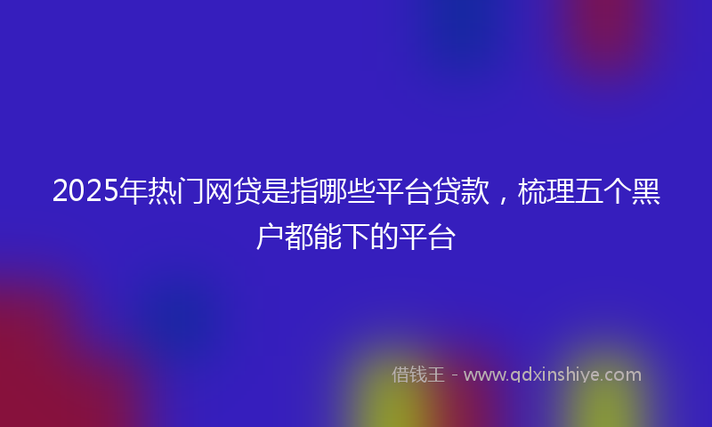 2025年热门网贷是指哪些平台贷款，梳理五个黑户都能下的平台