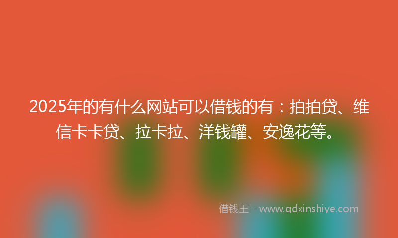 2025年的有什么网站可以借钱的有：拍拍贷、维信卡卡贷、拉卡拉、洋钱罐、安逸花等。