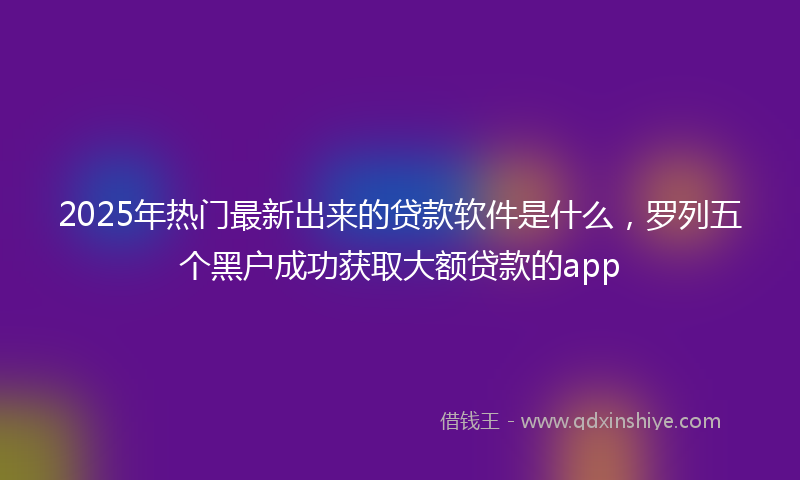 2025年热门最新出来的贷款软件是什么，罗列五个黑户成功获取大额贷款的app