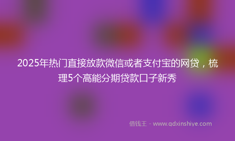 2025年热门直接放款微信或者支付宝的网贷，梳理5个高能分期贷款口子新秀