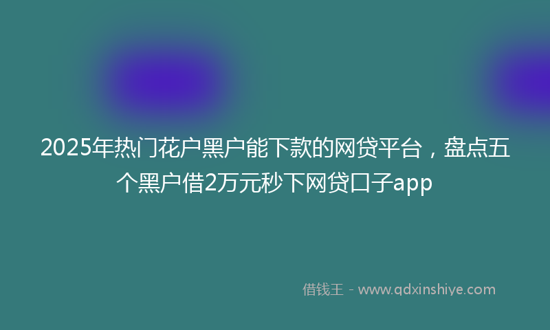 2025年热门花户黑户能下款的网贷平台，盘点五个黑户借2万元秒下网贷口子app