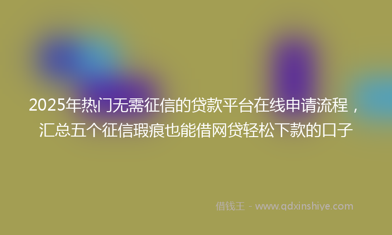 2025年热门无需征信的贷款平台在线申请流程，汇总五个征信瑕疵也能借网贷轻松下款的口子