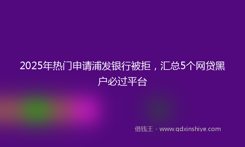 2025年热门申请浦发银行被拒，汇总5个网贷黑户必过平台