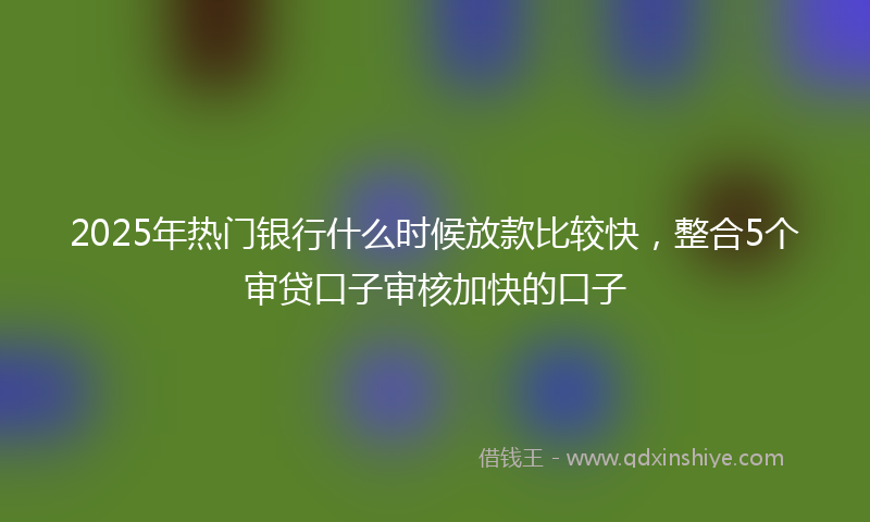 2025年热门银行什么时候放款比较快，整合5个审贷口子审核加快的口子