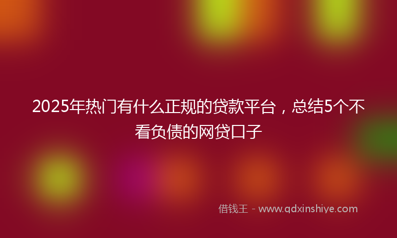 2025年热门有什么正规的贷款平台，总结5个不看负债的网贷口子