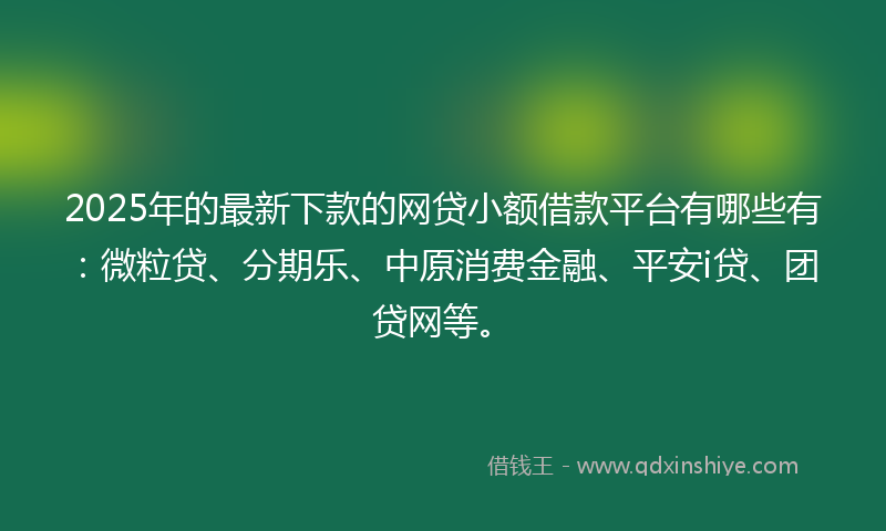 2025年的最新下款的网贷小额借款平台有哪些有：微粒贷、分期乐、中原消费金融、平安i贷、团贷网等。