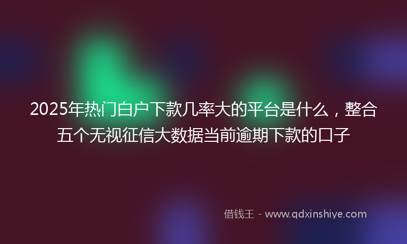 2025年热门白户下款几率大的平台是什么，整合五个无视征信大数据当前逾期下款的口子