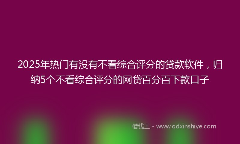 2025年热门有没有不看综合评分的贷款软件，归纳5个不看综合评分的网贷百分百下款口子
