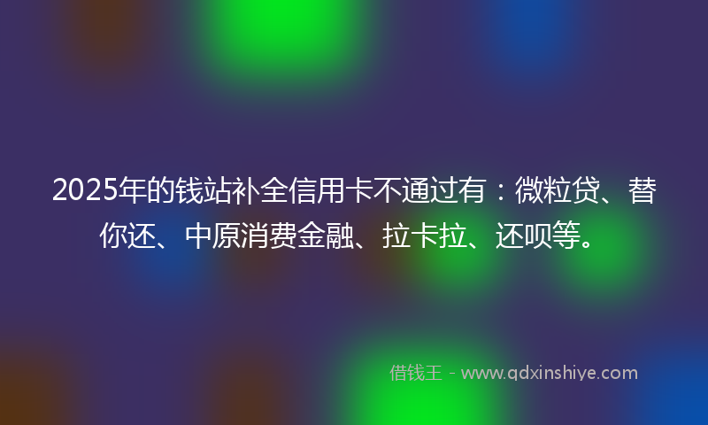 2025年的钱站补全信用卡不通过有：微粒贷、替你还、中原消费金融、拉卡拉、还呗等。