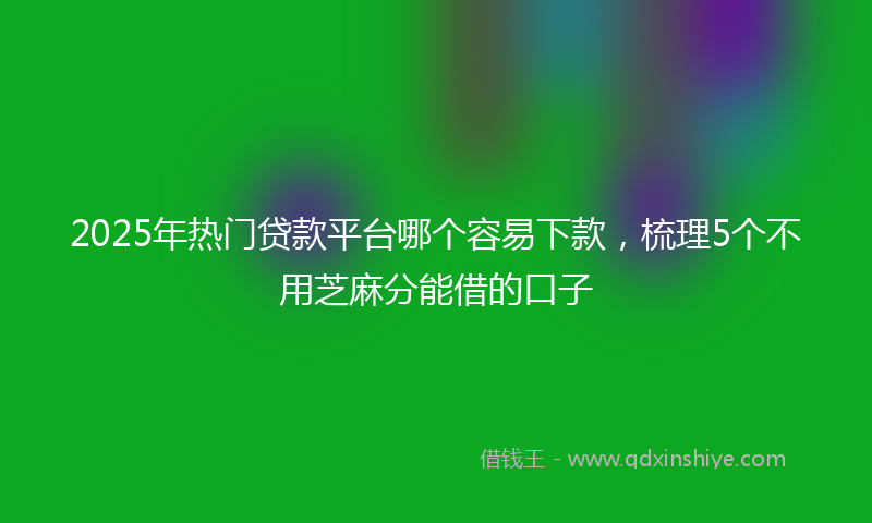 2025年热门贷款平台哪个容易下款，梳理5个不用芝麻分能借的口子