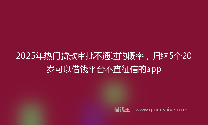 2025年热门贷款审批不通过的概率，归纳5个20岁可以借钱平台不查征信的app