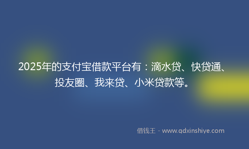 2025年的支付宝借款平台有：滴水贷、快贷通、投友圈、我来贷、小米贷款等。