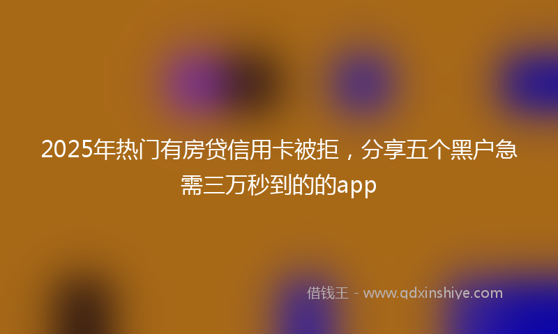 2025年热门有房贷信用卡被拒，分享五个黑户急需三万秒到的的app