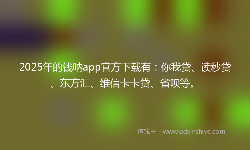 2025年的钱呐app官方下载有：你我贷、读秒贷、东方汇、维信卡卡贷、省呗等。