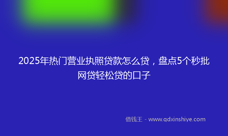 2025年热门营业执照贷款怎么贷，盘点5个秒批网贷轻松贷的口子