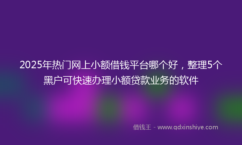 2025年热门网上小额借钱平台哪个好，整理5个黑户可快速办理小额贷款业务的软件