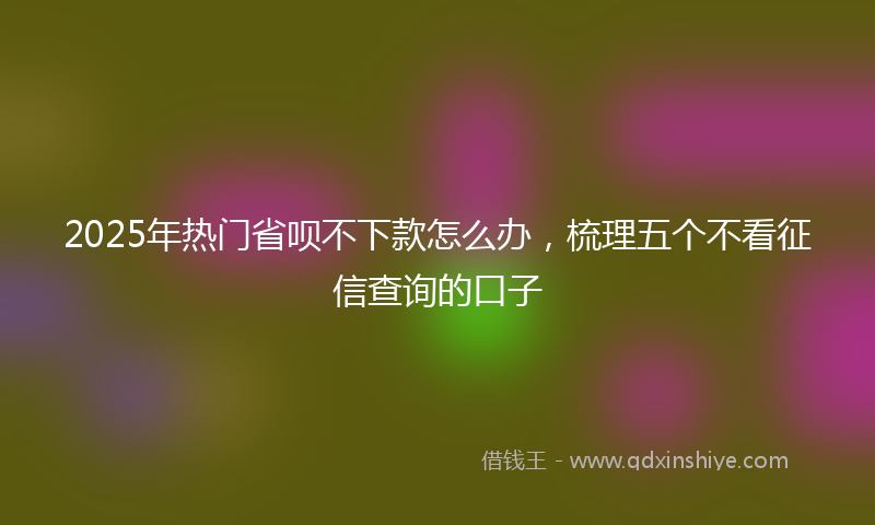 2025年热门省呗不下款怎么办，梳理五个不看征信查询的口子