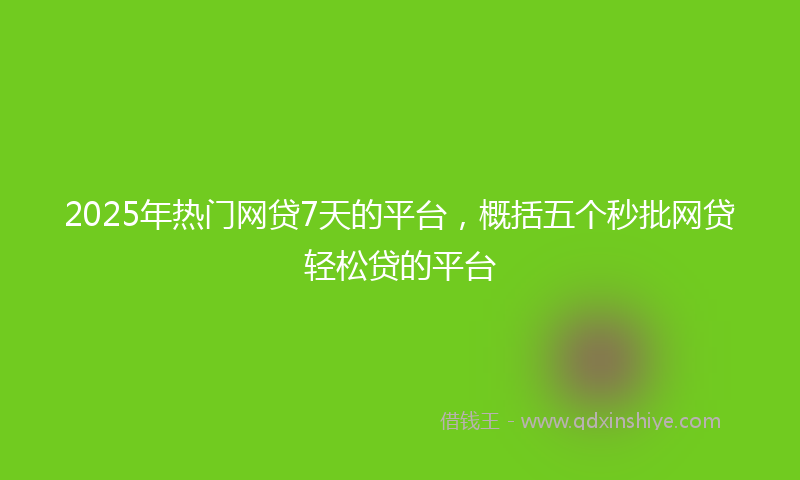 2025年热门网贷7天的平台，概括五个秒批网贷轻松贷的平台