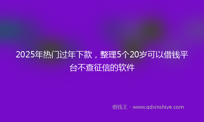 2025年热门过年下款，整理5个20岁可以借钱平台不查征信的软件