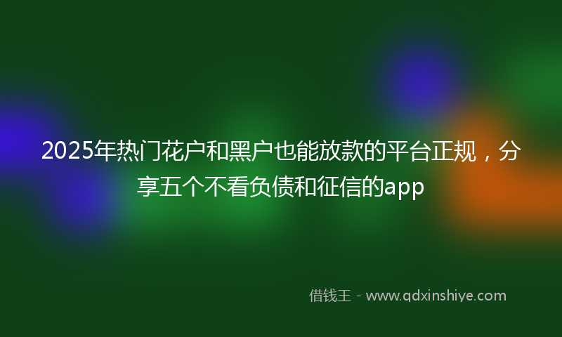 2025年热门花户和黑户也能放款的平台正规，分享五个不看负债和征信的app