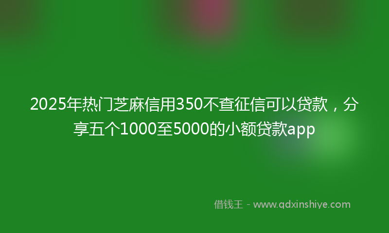2025年热门芝麻信用350不查征信可以贷款，分享五个1000至5000的小额贷款app