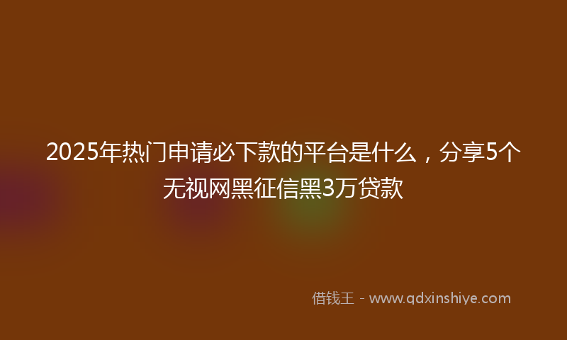 2025年热门申请必下款的平台是什么，分享5个无视网黑征信黑3万贷款