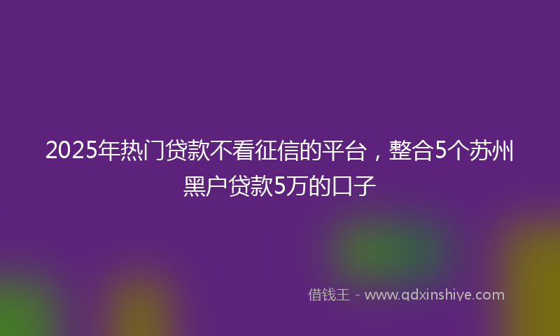 2025年热门贷款不看征信的平台，整合5个苏州黑户贷款5万的口子