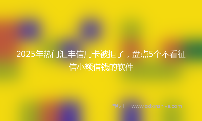 2025年热门汇丰信用卡被拒了，盘点5个不看征信小额借钱的软件