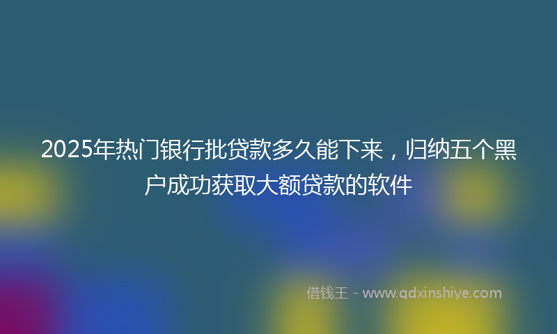 2025年热门银行批贷款多久能下来，归纳五个黑户成功获取大额贷款的软件