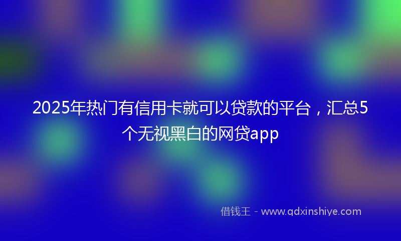 2025年热门有信用卡就可以贷款的平台，汇总5个无视黑白的网贷app