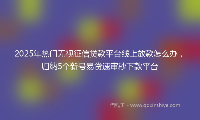 2025年热门无视征信贷款平台线上放款怎么办，归纳5个新号易贷速审秒下款平台