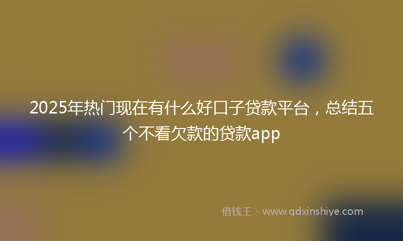 2025年热门现在有什么好口子贷款平台，总结五个不看欠款的贷款app