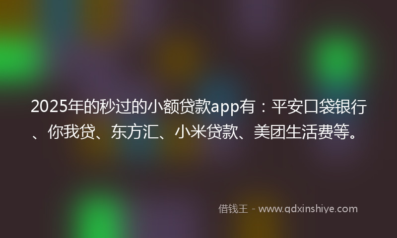 2025年的秒过的小额贷款app有：平安口袋银行、你我贷、东方汇、小米贷款、美团生活费等。