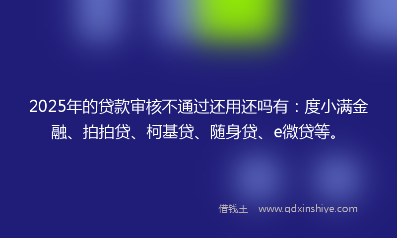 2025年的贷款审核不通过还用还吗有：度小满金融、拍拍贷、柯基贷、随身贷、e微贷等。