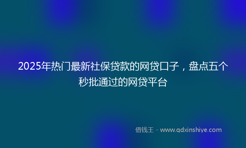 2025年热门最新社保贷款的网贷口子，盘点五个秒批通过的网贷平台