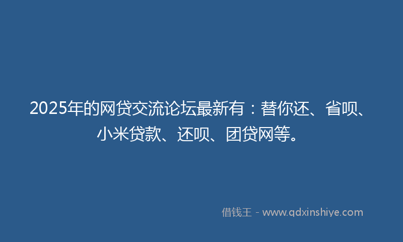 2025年的网贷交流论坛最新有：替你还、省呗、小米贷款、还呗、团贷网等。